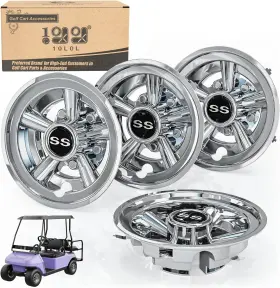 10l0l 00077-b Golf Cart Ss Wheel Covers Hub Caps For Ezgo Club Car Yamaha - 8 Inch Sna
