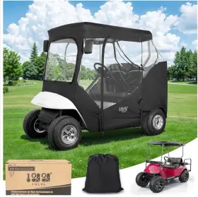 10l0l 313054788726 Golf Cart Black Enclosure Cover For 2 Passenger Ezgo Txt 4-sided Clear Window R