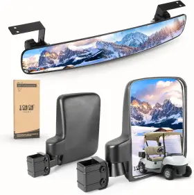 10l0l 445014246267 Golf Cart Mirrors No Drilling 180 Degree Rotation And Foldable-hd Shatterpr