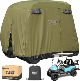 10l0l 445051592594 Waterproof Golf Cart Cover For Yamaha Ezgo Club Car - Black/green/silver
