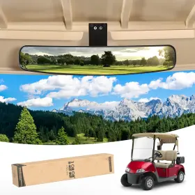 10l0l 688209789980 Universal Adjustable Golf Cart Panoramic Rear View Mirror Rotatable 270 R