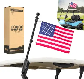 10l0l Direct 313028949931 Golf Cart Flag Pole Kit With 12x18 Inch Usa Universal Fit For Yamaha Cl