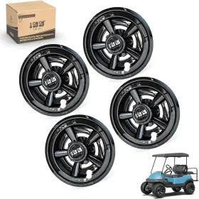 9.99world Mall 43237-2 Universal Golf Cart Hubcaps 8 Inch Set Of 4 Ss Chrome Wheel Covers For