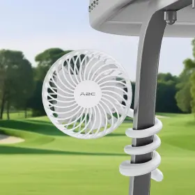 A2c Wt-f1-mb04-golf-white Golf Cart Fan Rechargeable 3-speed 360 Adjustable Gooseneck