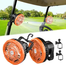 Aipset 711181820751 Rechargeable Golf Cart Fan 10400mah Battery 3-speed Led Light 36 Hrs Work R