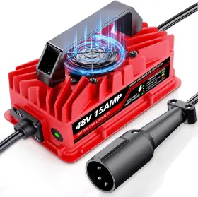 Akizbeir 313090033071 48 Volt 15 Amp Golf Cart Charger With 3-pin Round Plug For Club Car Precedent Ds