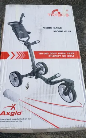 Axglo 750258310405 Golf Push Cart - 3-wheel Patented 1-step Folding System Maxstrata