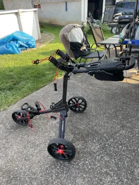 Bag Boy Bb72012 Open Box Golf Nitron Auto-open Push Cart Red/black. Never Used Bag Boy Bb72012 Open Box Golf Nitron Auto-open Push Cart Red/black. Never Used