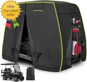 Branded 726084103924 2/4 Passenger Golf Cart Cover Fits Ezgo Club Car Yamaha Carts With Reflecti