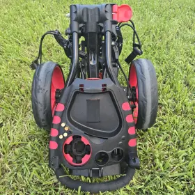 Caddymatic 057072014362 Golf Trolley 360 Swivel Push Cart Lightweight Folding Red/black
