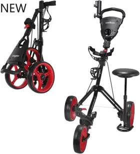 Caddymatic Uk-nwcgt-7001 Golf X-treme 3 Wheel Push/pull Cart With Seat Black/red New Caddymatic Uk-nwcgt-7001 Golf X-treme 3 Wheel Push/pull Cart With Seat Black/red New