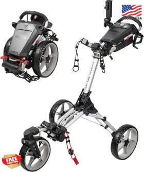 Caddytek 850018062435 Caddylite Auto 360 Silver 4-wheel Foldable Golf Push Cart