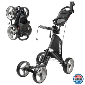 Caddytek B07dt1z6br Explorer V8 Golf Push Cart - 4 Wheel Foldable With Brake And Cooler