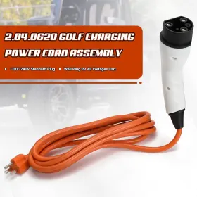 Carlor 663260231746 2.04.0620 Golf Charging Power Cord Assembly 110v-240v 3-pin Charge Plug