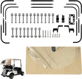 Cartclan Ct-0149 Split Golf Cart Rear Rain Cover Kit Suitable For Most 2-seater Club