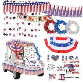 Cieovo Decorations1 4th Of July Car Parade Decorations Kit Patriotic Golf Cart Red White Blue-a Cieovo Decorations1 4th Of July Car Parade Decorations Kit Patriotic Golf Cart Red White Blue-a