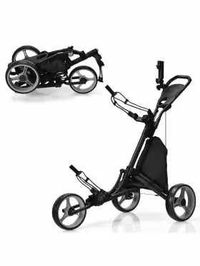 Costway 629721837483 Goplus Folding 3 Wheels Golf Push Cart With Bag Scoreboard Adjustable Handle Grey