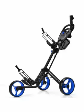 Costway 629721837551 Goplus Folding 3 Wheels Golf Push Cart With Brake Scoreboard Adjustable Handle Blue