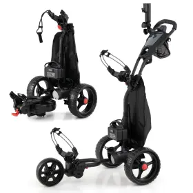 Costway Hcst11329 Electric Golf Push Cart With Adjustable Handle And 9 Speed Settings Umbrella Holder