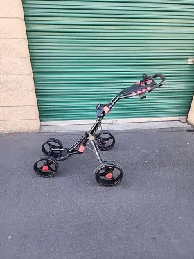 Costway S606rea24253 Folding 4 Wheels Golf Push Cart With Brake Adjustable Handle