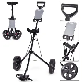 Costway Sp35321 Folding 2 Wheel Push Pull Golf Club Cart Trolley Swivel With