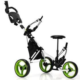 Costway Sp37603ls 3 Wheel Folding Golf Push Seat Cart Adjustable Handle With Scoreboard And Storage Bag