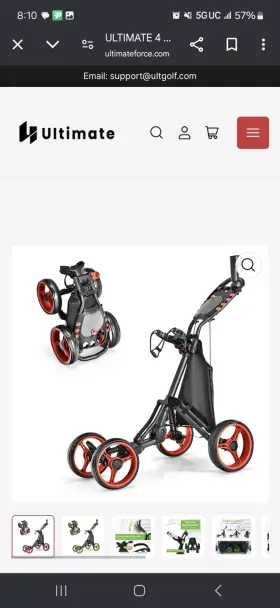 Costway Sp37604re 4 Wheels Golf Push Cart