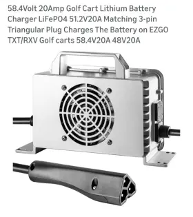 Croliumex Croliumex-1500w-58.4v20a 58.4volt 20amp Golf Cart Lithium Battery Charger Lifepo4 51.2v20a Matching 3-pin