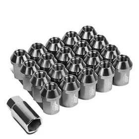 Dna Motoring Ln-t7-006-15-sl 20 Pcs 7075 Aluminum Closed End M12 X 1.5 Lug Nuts Set With Socket Adapter