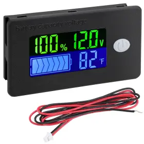 Drok Dc10-100v Rv Battery Monitor 12v - Lcd Display Golf Cart Meter 10-100v Car