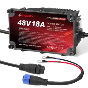 Epowrey 758289849253 18amp Golf Cart Lithium Charger 48 Volt/58.4v 51.2v Lifepo4 Battery With O-