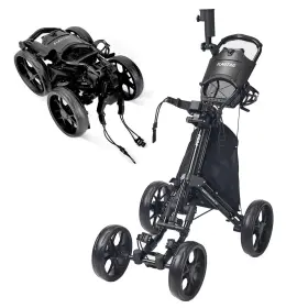 Flagtag B0dftw3q79 4-wheel Folding Golf Push Cart With Cup Umbrella Holders And Cooler Bag