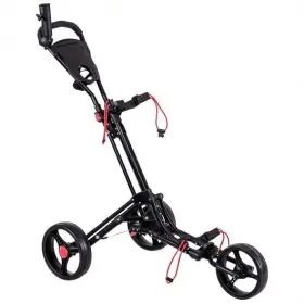 Foldable 940350896516 3 Wheel Golf Pull Push Cart Trolley - Color Black