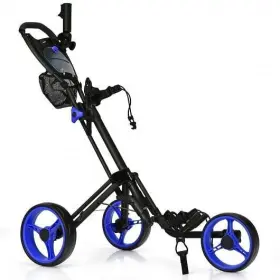 Folding 499852049826 3 Wheels Golf Push Cart With Brake Scoreboard Adjustable Handle-blue - C