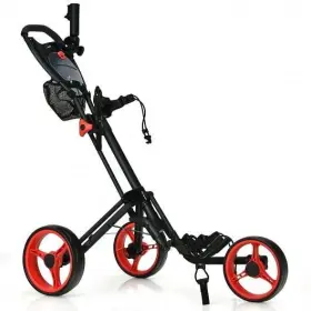 Folding 499853359832 3 Wheels Golf Push Cart With Brake Scoreboard Adjustable Handle-red - Co