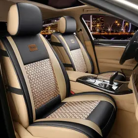 Freesoo 752777780301 2pcs Car Seat Cover Leather Front Carseat Covers Protector Cushion U