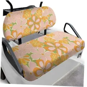 Fuialdolg Fui-ysfh4025czq22-13 Golf Cart Seat Covers Anti-fading Bench Kit Yellow Flower Series-a