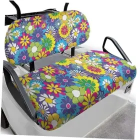 Fuialdolg Fui-ysfh4025czq22-17 Golf Cart Seat Covers Anti-fading Bench Kit Hippie Flower Series-d