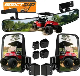 Godctsup 789563429120 Golf Cart Mirrors Universal Panoramic Rear View Mirror And No Drilling