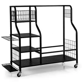 Golf Bag Organizer 197867060084 For 2 Bags With Clubs Rack And Lockable Wheels-blac