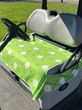 Golf Cart Essentials 692762525916 Microfiber Seat Cover Green Club And Ball Lightweight