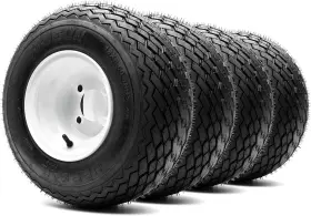 Golf Cart King 840088440004 8 Inch Steel Wheels Glossy White And Arisun Turf Sail 18/8.5-8