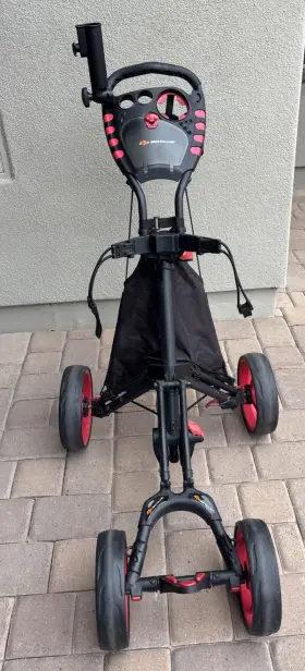 Goplus S604bl-spa24235 4 Wheels Folding Golf Push Cart With Bag Scoreboard Adjustable Handle