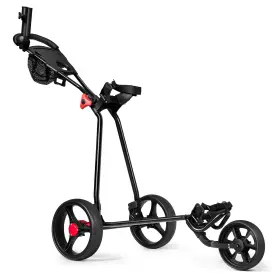 Goplus S778-spa23076 Foldable 3 Wheel Golf Pull Push Cart Trolley Scorecard Drink Holder Bag