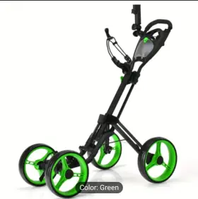 Goplus Sp37606bl Folding 4 Wheel Golf Push Cart With Brake Scoreboard Adjustable Handle Green