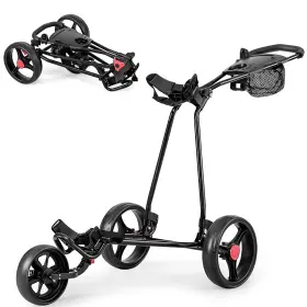Gymax 615200296933 Folding Golf Push Cart 3 Wheel Adjustable Pull Trolley With Cup Holde