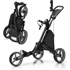 Gymax Ca-gm1013 Golf Push Cart Aluminum Folding Height Adjustable Trolley