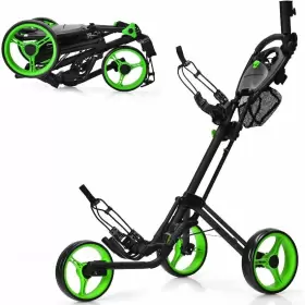 Gymax Gm1028 Folding Golf Push Cart 3 Wheel Height Adjustable Lightweight