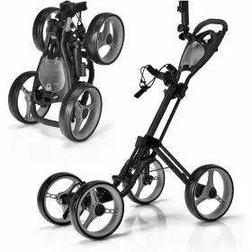 Gymax Gm1034 Folding Golf Push Cart 4 Wheel Height Adjustable Trolley