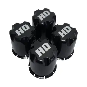 Hardcore Parts Wcc-001 Golf Cart Utv Atv Wheel Rim Fthdft Black Center Caps Set Of 4